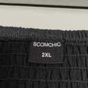 SCOMCHIC Women's Plus Size Fall Dresses Long Sleeve Square Neck Smocked Flowy A-Line Formal Wedding Guest Maxi Dress, 2XL, Black