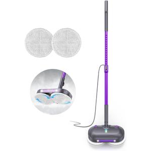 Scrubbing Steam Mop with Rotating Pads, Spin Steam Cleaner for Floor Cleaning,Large Tank,23FT Cord, LED Headlights,Reusable Pads & Self-Standing,Safe for Hard Floor/Laminate/Marble