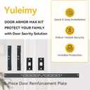 Yuleimy Door Armor MAX 5-Piece Kit - 46" Heavy Duty Steel Door Reinforcement System, Anti-Kick Security Plates for Jamb, Hinges & Lock, Easy 30-Min Install with Template, Corrosion Proof Black