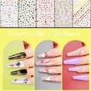 Teenitor 12 Sheets Nail Art Sticker Self-Adhesive, Flower Nail Stickers 5D Embossed Nail Decals, 5 Boxes Nail Glitter Sequins Flakes, Nail Art Design Tools Self Adhesive