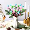 6 Pcs 14 Inch Christmas Tree Picks Velvet Christmas Ornaments Spheres Ball Pick Velvet Xmas Tree Branches Hanging Decoration Wreath Home Office Party Ornament(Pastel)