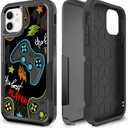 Case for iPhone 11, Gaming Controller Video Game Player Pattern Shock-Absorption Hard PC and Inner Silicone Hybrid Dual Layer Armor Defender Case for iPhone 11