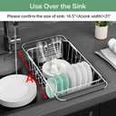 Fanbsy Small Dish Drainer Rack in Sink Adjustable, Expandable Stainless Steel Metal Dish Drying Rack Organizer with Stainless Steel Utensil Holder Over Inside Sink Counter, Rustproof(for 1-2 People)