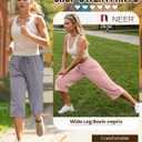 Neer 3 Pack Women's Capri Pants, Wide Leg Basic Sweatpants Lounge Loose Fit Casual Drawstring Yoga Capris with Pockets, Size M