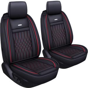 LUCKYMAN CLUB 2 pc Auto Car Seat Covers Fit Most Sedan SUV Truck Fit for Sportage NIRO Optima Forte Soul Rio Sentra Altima Maxima XterraBlack &Red 2 PCS