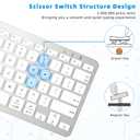 Qulose Bluetooth Keyboard, Ultra-Slim Wireless Keyboard for iPad, Rechargeable Ergonomic Computer Keyboard for iOS, Android, Windows PC Tablets Phone, White Silver