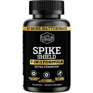 Black Forest Spike Shield 7-In-1 Formula Wellness Supplement – Nattokinase 8000 FU, Bromelain 500mg, Curcumin, Quercetin, NAC, Zinc – Comfort & Antioxidant Support – Non-GMO, Gluten-Free – 90 Capsules