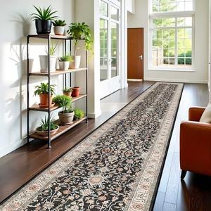 TOPRUUG Washable Runner Rug 3x14 - Hallway Runner Rug Kitchen Rugs and Mats Non Skid Washable Waterproof Carpet Runner for Living Room Bedroom Bathroom (Black, 3X14)