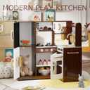 TaoHFE Espresso Corner Play Kitchen with Lights,Kitchen Set for Kids Ages 1-3,Brown Kids Toy Kitchen Set with Pretend Play Accessories Playset for Girls Christmas Presen