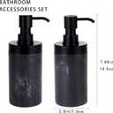 2 Pcs Soap Dispenser Set Black Marble Style for Bathroom or Kitchen Decor, Large-Opening Liquid Hand and Dish Soap Bottles with Rust-Proof Lid& Pump Easy Refill-10oz, Sturdy Resin,Classic& Elegant
