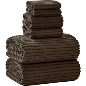 Extra Large Bath Towel Set of 6 (40"x80"),Oversized Bath Sheet Super Soft Highly Absorbent Microfibers Quick Dry Luxury Shower Towel for Bathroom Spa Gym Hotel Yoga (Brown, 6Piece)