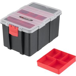 INTERTOOL Small Parts Storage Organizer with Removable Tray - 8.5 x 6 x 4.5 - Compartment Plastic Tool Box for Nails, Screws, Nuts, Bolts, Hardware, First Aid Crafts Storage, Sewing - BX08-4041