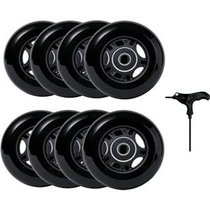 8-Pack Inline Skate Wheels 85A with ABEC-9 Bearings, 64mm 70mm 72mm 76mm 80mm Sizes, Indoor & Outdoor Use for Roller Hockey, Inline Skates, Scooter and Luggage Repair (76mm)