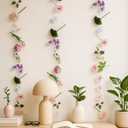 3 Pcs Artificial Flowers Hanging Decorations, 29.5ft Wildflower Daisy Garland Backdrop Ceiling Decoration for Wedding Spring Party Birthday Home Garden(Purple Pink)