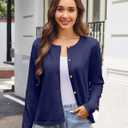 Yekaty Women's Long Sleeve Crew Neck Button Down Cardigan Knit Shrugs Sweater Tops Trendy Clothes (M)