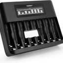 Tenergy TN480U 8-Bay LCD Display Fast Charger for NiMH/NiCD AA AAA Rechargeable Batteries with Mirco USB and USB Type C Input for AA and AAA Rechargeable Batteries