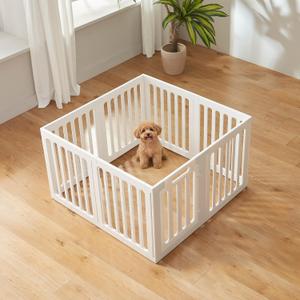 Cozy-Picket Dog Playpen Indoor Deco Pen, 24" H, White, 8 Panels