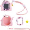 Silicone Case for Tamagotchi Uni, Soft TPU Protective Cover with Screen Decoration Protector and Adjustable Wrist Strap - Little Devil (Pink)
