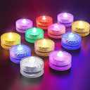 HL Submersible LED Light,RGB Small LED Light,100 Hours Waterproof Flameless Led Lights Battery Powered for Wedding Home Vase Festival Party Decoration 12pcs