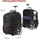 MATEIN Rolling Bag with Wheels, 17 Inch Extra Large Laptop Roller Backpack for Adults with Anti Theft Lock & Sturdy Handle, Water Resistant Wheeled Bag Carry On Luggage for Teacher Work Travel Men