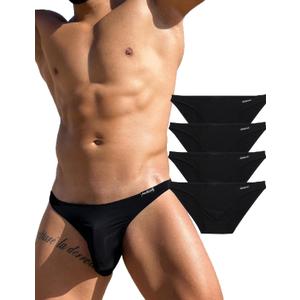Avidlove Underwear Men's 4 Pack Classic Low Rise Stretchy Hip Briefs Bikini (Medium, Black)