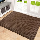 Mibao Front Door Mat, Dirt Trapper Welcome Mat for Outdoor Indoor, Non-Slip Waterproof Doormat, Durable Machine Washable Low Profile Entry Rug for Back Door Outside Patio, 61.5" x 36", Coffee Wave