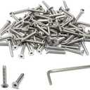 iexcell 100 Pcs M4 x 25mm Thread Pitch 0.7 mm Stainless Steel 304 Hex Socket Flat Head Cap Screws Bolts Kit