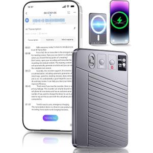 AI Voice Recorder - Record,Transcribe,Charge 3 in 1,Support 107 Languages,Avoid Missing Meeting Highlights,64 GB,ChatGPT Driven AI Summarization,App Control,Mind Mapping,Bluetooth Distance 50ft