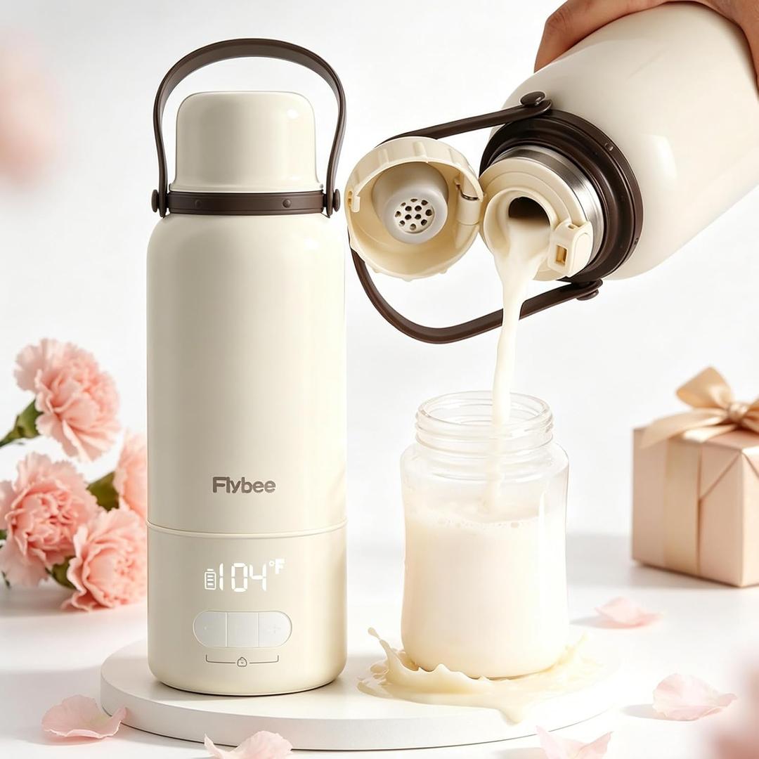 Gifts for Mom Portable Bottle Warmer - 12000mAh Long-Lasting, 3Min Fast Heating for Breastmilk/Formula/Water, Precise Temp Control with Handle for Travel, Camping, Airplane, Car