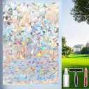 Rainbow Window Privacy Film Decorative, Stained Glass Window Tint for Home, 3D Decals Window Clings for Glass Windows, Static Cling Window Sticker, Suncatcher Window Cover, 23.6 Inch x 78.74 Inch