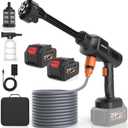 Cordless Pressure Washer 2000 PSI Portable Power Washer Kit with 6-in-1 Adjustable Spray Nozzle Dual 21V 2x4000mAh Batteries Foam Pot for Car Garden Patio Driveway Outdoor Cleaning