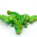 3D Printed Dragon Toy - Green Tiny Articulating Flying Dragon with Wings (Laser Cyan)