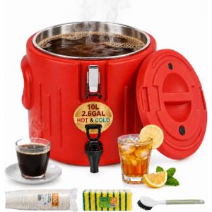 Insulated Beverage Dispenser, 2.6 Gal, Stainless Steel Liner with Spigot