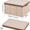 Phyllia Foldable Storage Boxes with Lids, 3-Pack Collapsible Plastic Storage Bins Organizer Containers Baskets Cub with Cover,Stackable Utility Crates Storage Box (Brown, 30L)