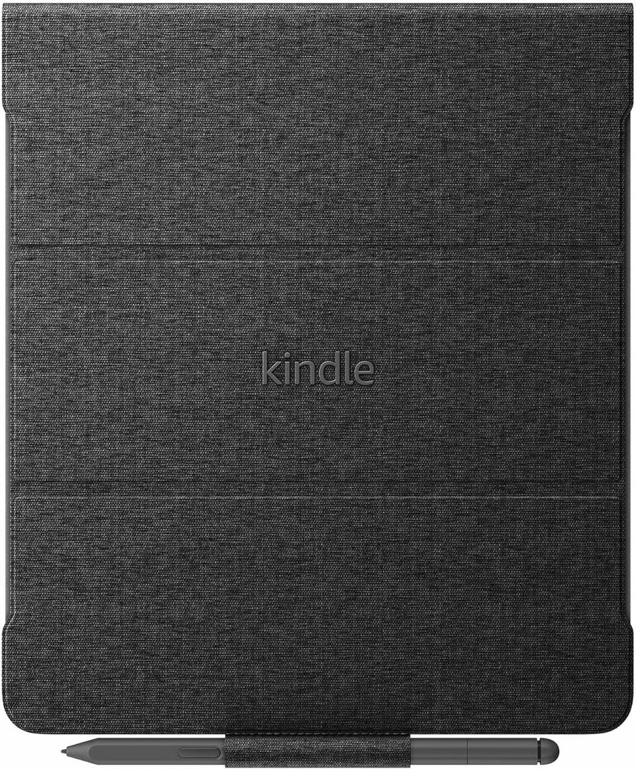 Amazon Kindle Scribe Fabric Folio Cover with Magnetic Attach, Sleek Protective Case - Black