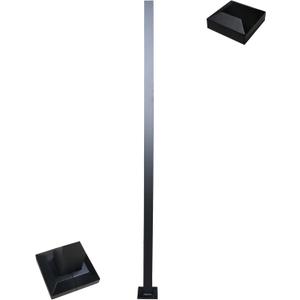 Aluminum Fence Post 2x2 Inches Black with Power Coated - 5.58' High Post with Cover and Base Cover and 4 Expansion Bolts, DIY Installation, for Concrete, Universal Fit