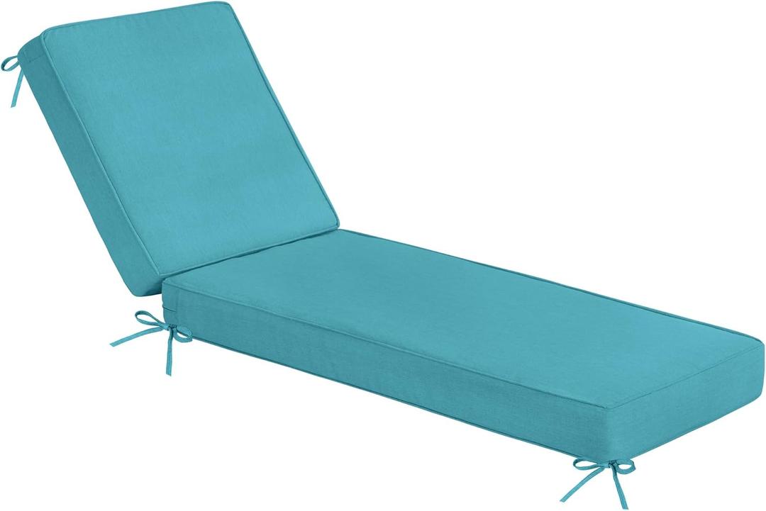 Sundale Outdoor Olefin Chaise Lounge Cushion, Water-Resistant Patio Lounge Chair Cushion, Thick Lounger Pad with 8 Straps Teal, 80 x 26 x 4 Inches