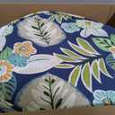 Set of 2 Outdoor 18 inch Round Patio Dining Chair Pads – Comfortable Fiber-Filled Seat Cushions with Ties, Reversible Polyester Fabric, Marlow Blue Floral, 18" x 18" x 2.5"