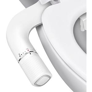 BIGCOW Ultra-Slim Bidet Attachment for Toilet - Dual Nozzle (Frontal & Rear Wash) with Adjustable Cold Water Pressure and Stainless Steel Inlet - Hygienic Solution for Fresh Cleanliness, Silver 1 Pcs