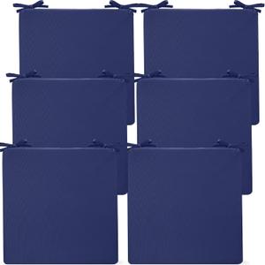 Preboun 6 Pack Outdoor Chair Cushions 19" x 19" x 3" Patio Waterproof Fade Resistant Seat Cushions with Ties Replacement Chair Pads for Patio Furniture Garden Sofa Couch (Navy Blue)