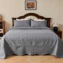 EVENHUG Oversized King Bedspreads California King Quilt Set with Pillow Shams Extra Wide Large King Size Quilts Lightweight Coverlet Bedding Sets Light Grey 120"x128"