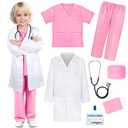 GIFTINBOX Doctor Costume for Kids Doctor Lab Coat for KidsReal Stethoscope, Girls Halloween Costumes age 3-11