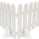5PCS White Plastic Fence Picket Fence for Christmas Xmas Tree Wedding Party Decoration Decor White Picket Garden Border Edging for Grass Lawn Landscape Pathways (50 X 30CM)