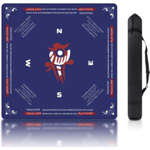 Mahjong Mat - 31.5x31.5 Inch Mahjong Mat for Table, Non-Slip Noise Reduction Mahjong Table Mat for Poker, Dominoes, Board Games & Card Games (Dark Blue)