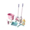 Cleaning Set for Toddlers Pretend Play Broom Set, 8pcs Mop and Cleaning Toys Set Pretend Playset Detachable Broom Mop Dustpan Pink Toy for Girls