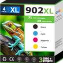 902XL Ink Cartridges Compatible For HP 902 XL Ink Cartridges Combo Pack Ink 902 xl Work with HP OfficeJet Pro 6978 6968 6963 6964 6962 6950 6954 6951 6960 6975 6956 6961 Printer black C/M/Y(4 Pack)