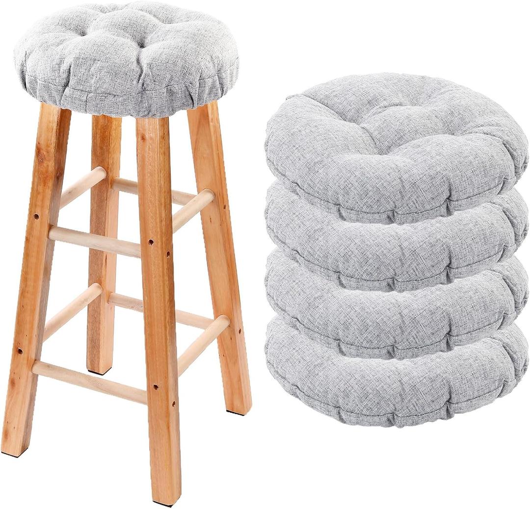 Bar Stool Covers Set of 4, Stool Covers Round with Elastic Band Pad, Soft Stool Seat Covers, Nonslip and Washable, 12 Inch, Grey