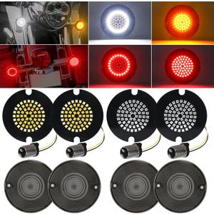 1157 LED Turn Signals 3 1/4", Front Rear Combo Set Flat Housing Led Light Fit for Harley Davidson Electra Glide Road King Softail Tour Glide Ultra Limited 1986-2025