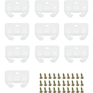 10 Pcs Plastic Rear Drawer Guides Drawer Track Rail Guide Brackets with Screws for Dresser Cabinet, Hutches, Drawer Systems, Furniture and Wardrobe, White(59x41.5x7.5mm)