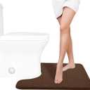 Yimobra Memory Foam Toilet Bath Mat U-Shaped, Soft and Comfortable, Super Water Absorbent, Non-Slip, Machine Wash and Easy to Dry for Bathroom Commode Contour Rug, 24 X 20 Inches, Brown